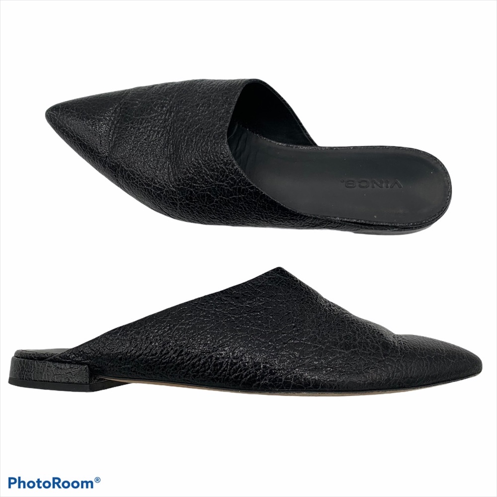 Vince Danna pointed Toe pebbled leather Mules
